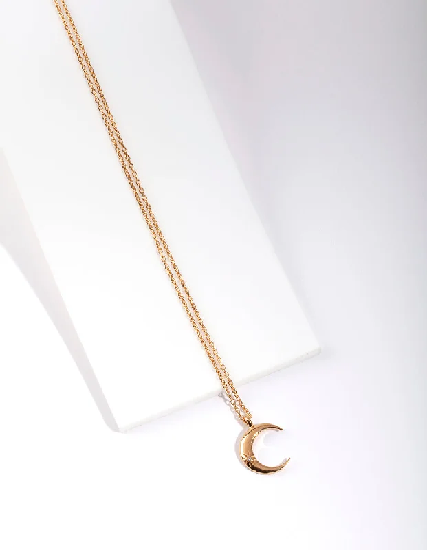 Shop Classic Women's Necklaces & Pendants with a Modern Twist-Gold Plated Sterling Silver Crescent Moon Necklace Shop Classic Women's Necklaces & Pendants with a Modern Twist-Gold Plated Sterling Silver Crescent Moon Necklace