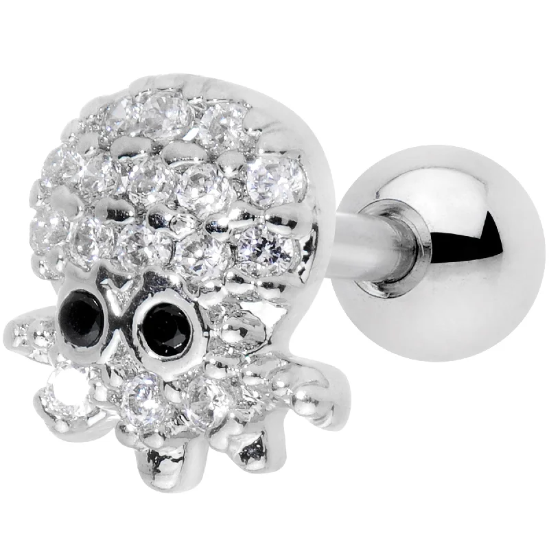 Women's Earrings – Elegant Designs for Every Personality--16 Gauge 1/4 Clear Black CZ Gem Nautical Octopus Cartilage Tragus Women's Earrings – Elegant Designs for Every Personality--16 Gauge 1/4 Clear Black CZ Gem Nautical Octopus Cartilage Tragus