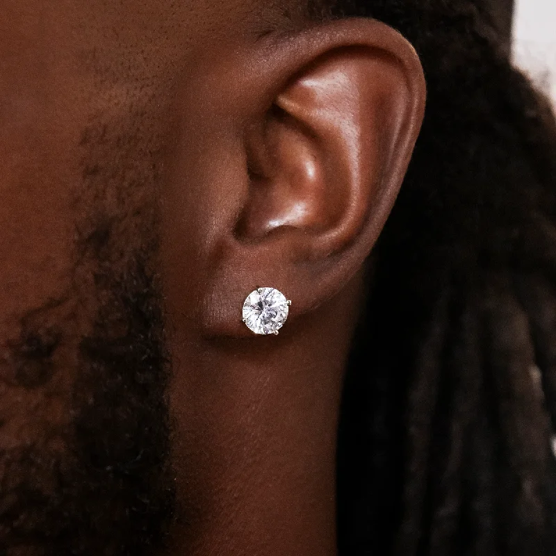 Shop Durable Men's Earrings for Everyday Wear-7mm Round Cut Diamond Stud Earrings in White Gold Shop Durable Men's Earrings for Everyday Wear-7mm Round Cut Diamond Stud Earrings in White Gold