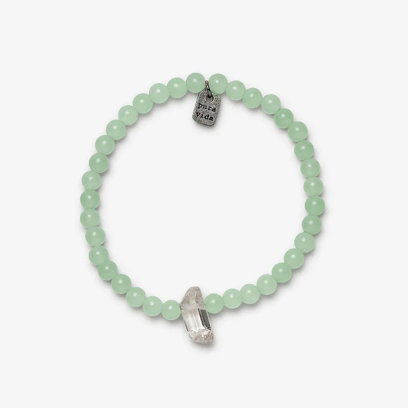 Trendy Beaded Bracelets for Men with Bright Colors-Green Quartz Intention Stretch Bracelet Trendy Beaded Bracelets for Men with Bright Colors-Green Quartz Intention Stretch Bracelet