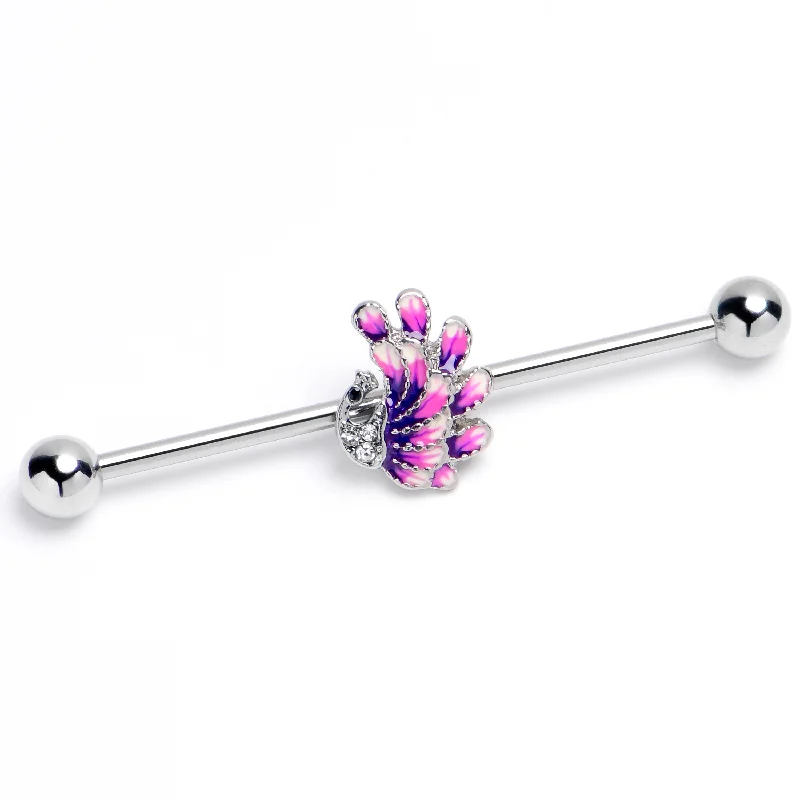 Women's Earrings – Elegant Designs for Every Personality--14 Gauge Peacock Purple Industrial Barbell 38mm