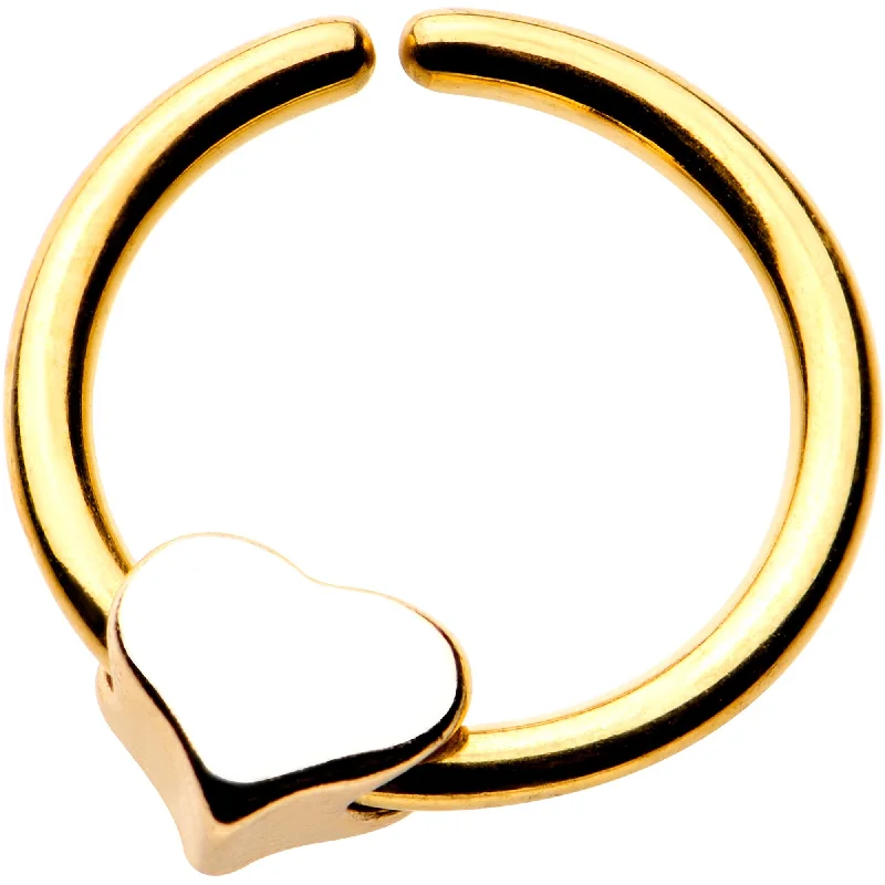 Nose Rings with Oval Shapes -16 Gauge 3/8 Annealed Gold Tone Curved Heart Seamless Circular Ring Nose Rings with Oval Shapes -16 Gauge 3/8 Annealed Gold Tone Curved Heart Seamless Circular Ring