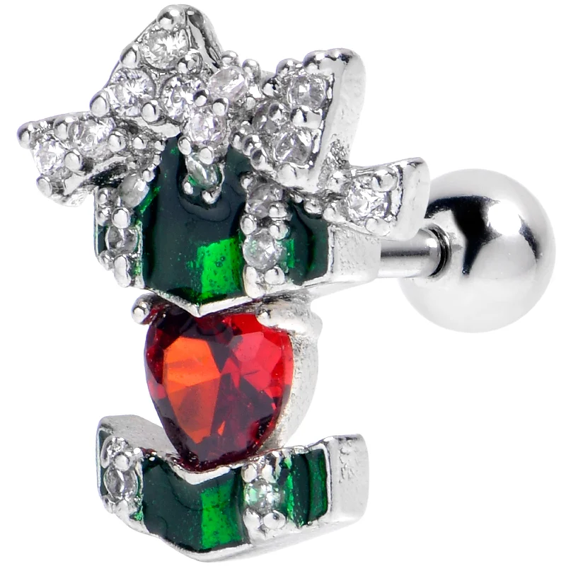 Women's Earrings – Elegant Designs for Every Personality--16 Gauge 1/4 Green Red Gem Holiday Abstract Heart Cartilage Earring Women's Earrings – Elegant Designs for Every Personality--16 Gauge 1/4 Green Red Gem Holiday Abstract Heart Cartilage Earring