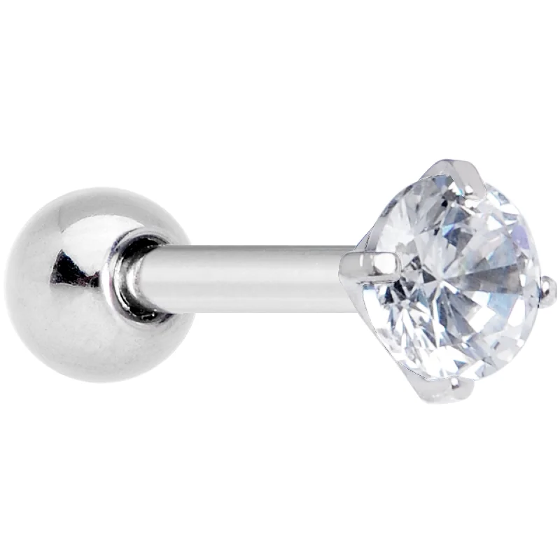 Women's Earrings – Elegant Designs for Every Personality--18 Gauge 1/4 Clear CZ Gem G23 Titanium 3mm Cartilage Tragus Earring