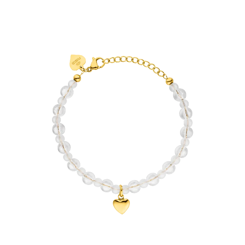 Women's Bangles with Unique Stone Colors-White Heart Armband