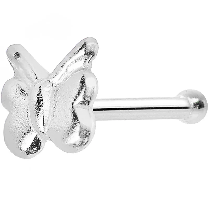 Black Nose Rings -22 Gauge 925 Sterling Silver Perky Butterfly Nose Bone
