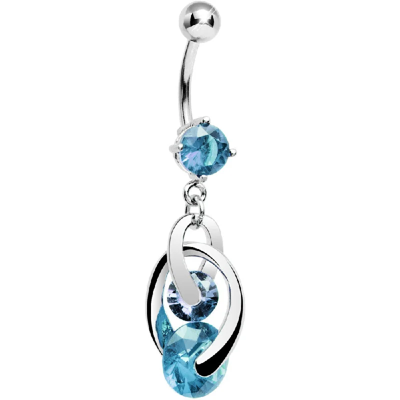 Designer Belly Rings with Exclusive Appeal -Aqua Cubic Zirconia Cosmo Dangle Belly Ring Designer Belly Rings with Exclusive Appeal -Aqua Cubic Zirconia Cosmo Dangle Belly Ring