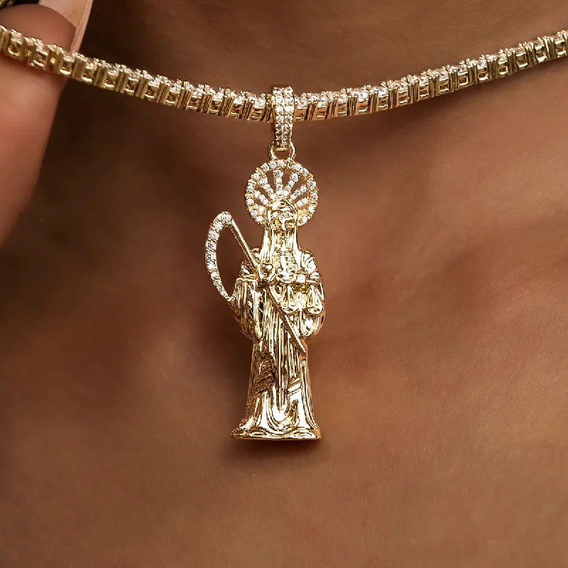 Shop Classic Women's Necklaces & Pendants with a Modern Twist-Iced Grim Reaper Pendant in Yellow Gold Shop Classic Women's Necklaces & Pendants with a Modern Twist-Iced Grim Reaper Pendant in Yellow Gold