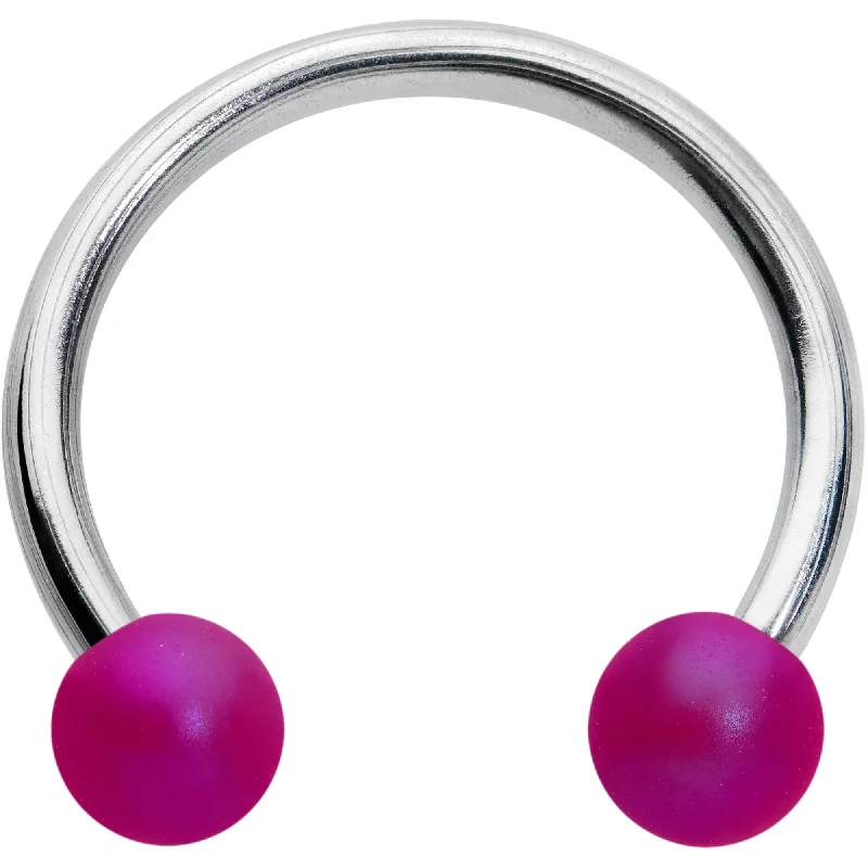 Lip Rings with Bold Stones for a Dazzling Effect16 Gauge 3/8 Matte Purple Aurora Horseshoe Circular Barbell
