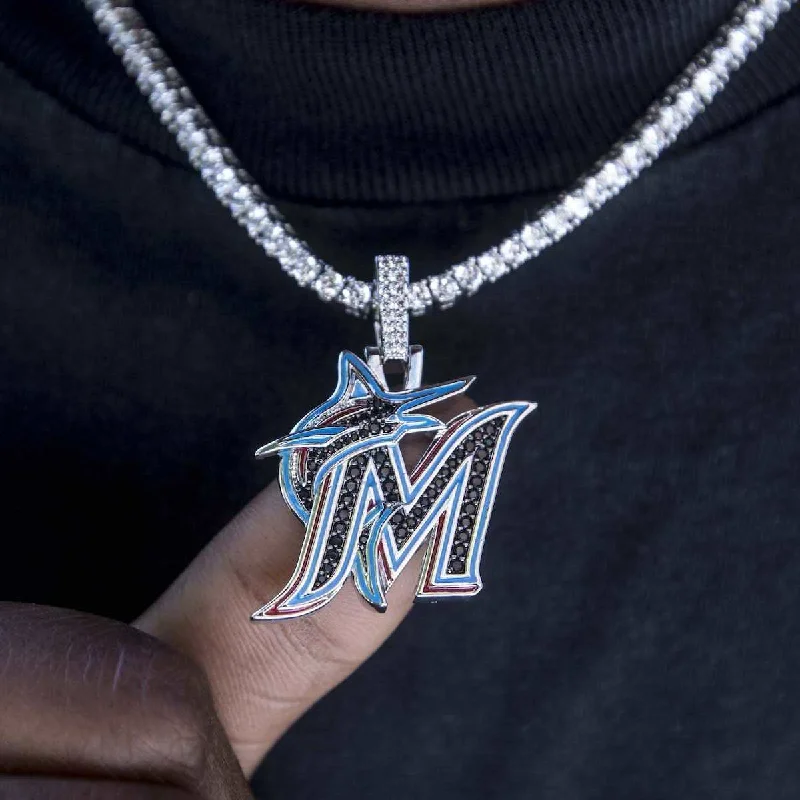 Exclusive Men's Necklaces & Pendants for the Modern Gentleman-Miami Marlins Official MLB Logo Pendant Exclusive Men's Necklaces & Pendants for the Modern Gentleman-Miami Marlins Official MLB Logo Pendant