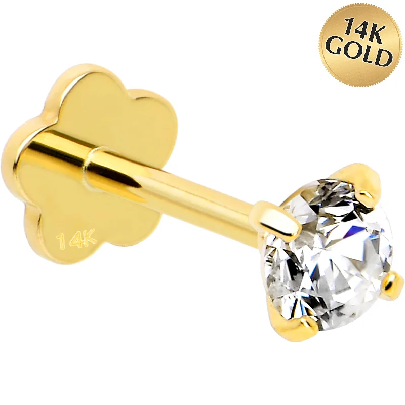 Comfortable Lip Rings with Adjustable Fit14k Yellow Gold Flat Back Earring 20 gauge 3mm CZ Floral Reversible Comfortable Lip Rings with Adjustable Fit14k Yellow Gold Flat Back Earring 20 gauge 3mm CZ Floral Reversible