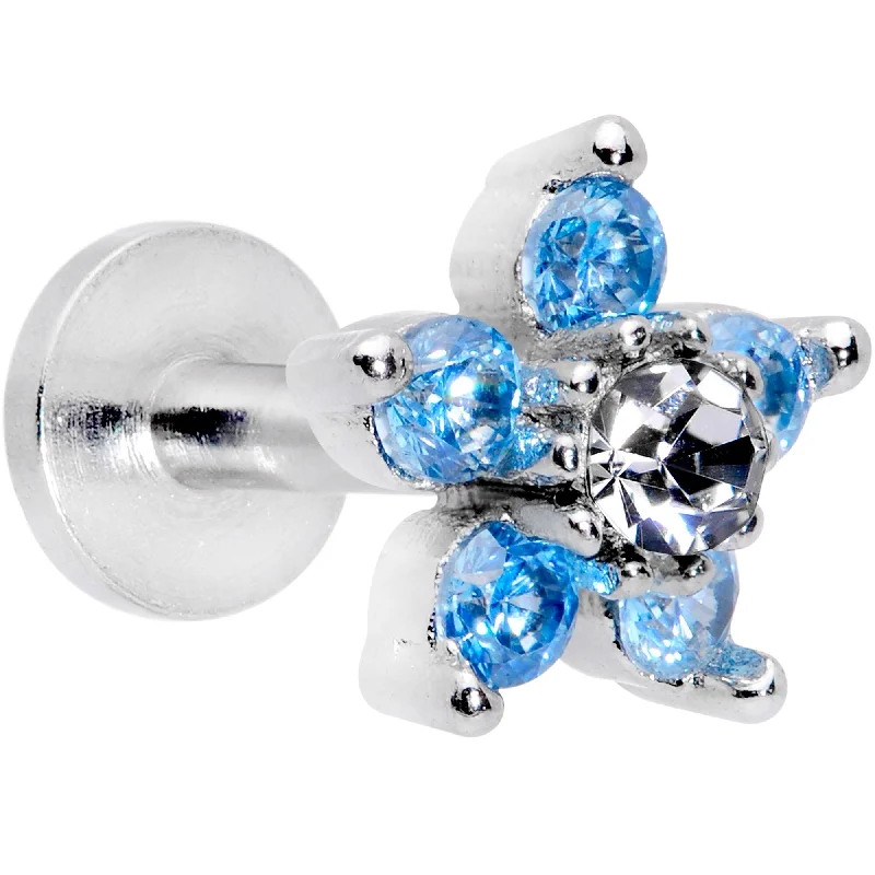 Customizable Lip Rings for Individual Style16 Gauge 1/4 Clear Blue CZ Gem Star Internally Threaded Labret Tragus Customizable Lip Rings for Individual Style16 Gauge 1/4 Clear Blue CZ Gem Star Internally Threaded Labret Tragus