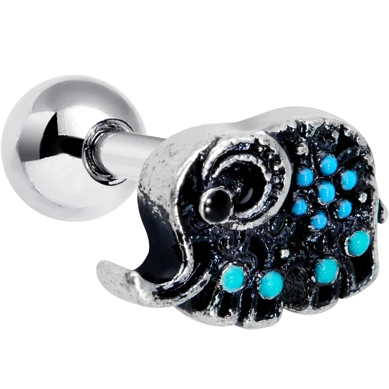 Women's Earrings – Elegant Designs for Every Personality--16 Gauge 1/4 Aqua Orb Curvy Elephant Cartilage Tragus