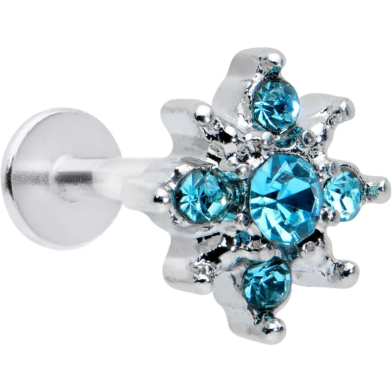Fashionable Lip Rings for Casual Fashion16 Gauge 5/16 Blue Gem Stylish Snowflake Labret Monroe Tragus Fashionable Lip Rings for Casual Fashion16 Gauge 5/16 Blue Gem Stylish Snowflake Labret Monroe Tragus
