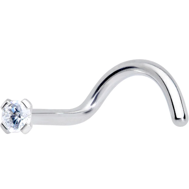 Elegant Nose Rings with Classic Touch -18 Gauge 1/4 Clear 2mm CZ Gem Grade 23 Titanium Left Side Nose Screw Elegant Nose Rings with Classic Touch -18 Gauge 1/4 Clear 2mm CZ Gem Grade 23 Titanium Left Side Nose Screw