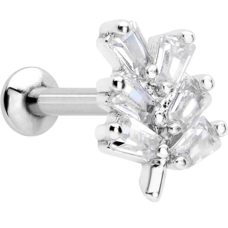 Comfortable Lip Rings for Timeless Style16 Gauge 1/4 Clear CZ Gem Leafy Branch Threadless Labret Tragus