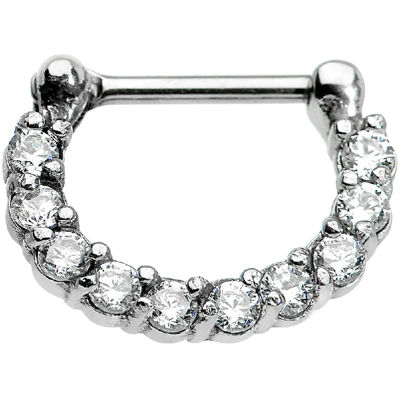 Designer Nose Rings for Bold Fashion Choices -16 Gauge 5/16 Surgical Steel Clear CZ Septum Clicker Designer Nose Rings for Bold Fashion Choices -16 Gauge 5/16 Surgical Steel Clear CZ Septum Clicker
