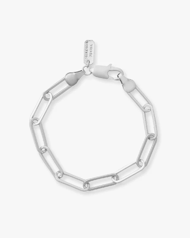 Stylish Engraved Bangles for Women-Samantha Chain Link Bracelet - Silver