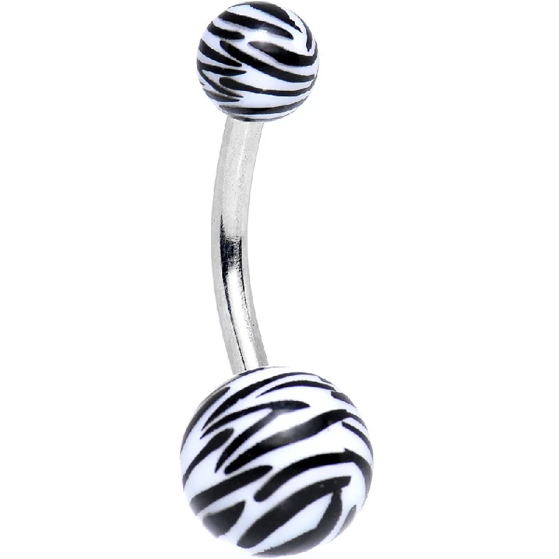 Belly Rings with Designer Accents for Bold Fashion -Black and White Stripes of the Zebra Belly Ring Belly Rings with Designer Accents for Bold Fashion -Black and White Stripes of the Zebra Belly Ring