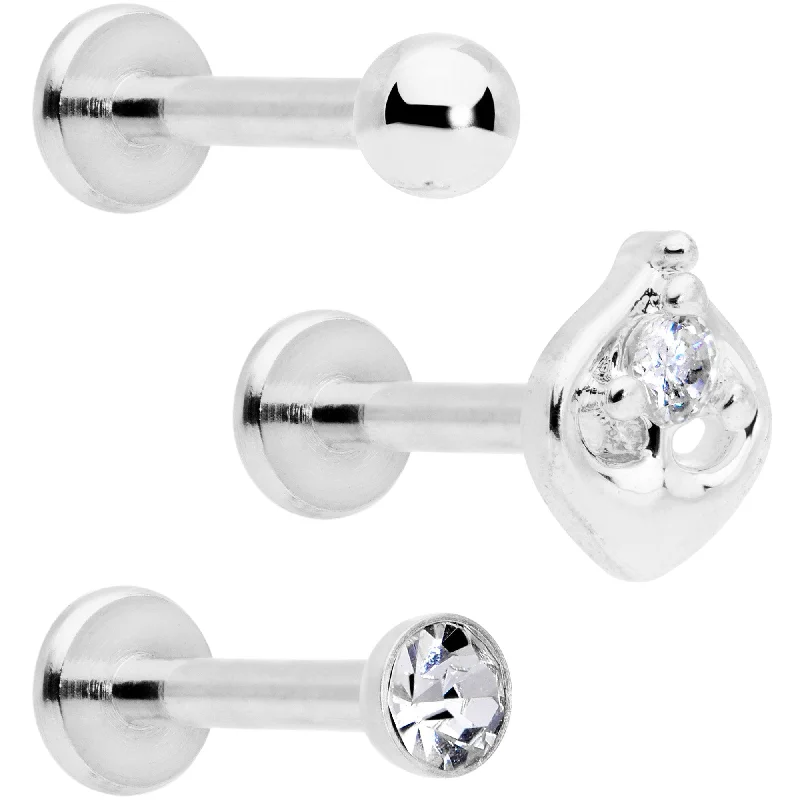 Elegant Lip Rings for Glamorous Looks16 Gauge 5/16 Clear Gem Internally Threaded Labret Set Elegant Lip Rings for Glamorous Looks16 Gauge 5/16 Clear Gem Internally Threaded Labret Set