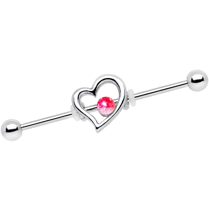 Women's Earrings – Elegant Designs for Every Personality--Pink Fade Love Heart Industrial Barbell 38mm