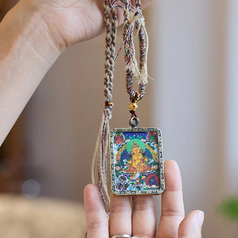 Shop Classic Women's Necklaces & Pendants with a Modern Twist-Buddha Stones Tibet Five Directions Gods of Wealth Hand-Painted Thangka Buddha Serenity Necklace Pendant Shop Classic Women's Necklaces & Pendants with a Modern Twist-Buddha Stones Tibet Five Directions Gods of Wealth Hand-Painted Thangka Buddha Serenity Necklace Pendant