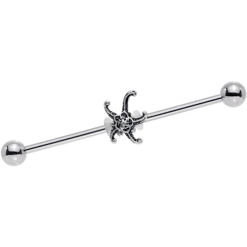 Women's Earrings – Elegant Designs for Every Personality--14 Gauge Steel Seeing Starfish Industrial Barbell 38mm Women's Earrings – Elegant Designs for Every Personality--14 Gauge Steel Seeing Starfish Industrial Barbell 38mm