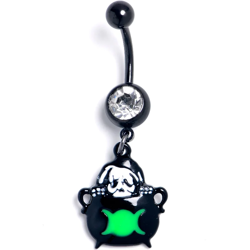 Beautiful Belly Rings for Fashionable Women -Clear Gem Black Triple Moon Cauldron Dangle Belly Ring Beautiful Belly Rings for Fashionable Women -Clear Gem Black Triple Moon Cauldron Dangle Belly Ring