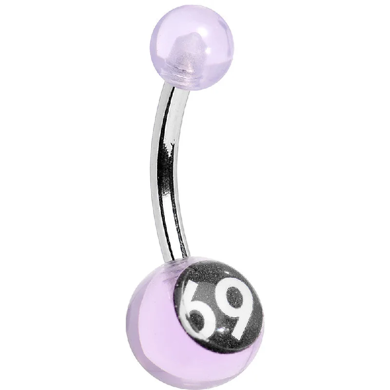 Comfortable Belly Rings for Easy Wear -Light Purple Black and White Acrylic 69 Belly Ring Comfortable Belly Rings for Easy Wear -Light Purple Black and White Acrylic 69 Belly Ring