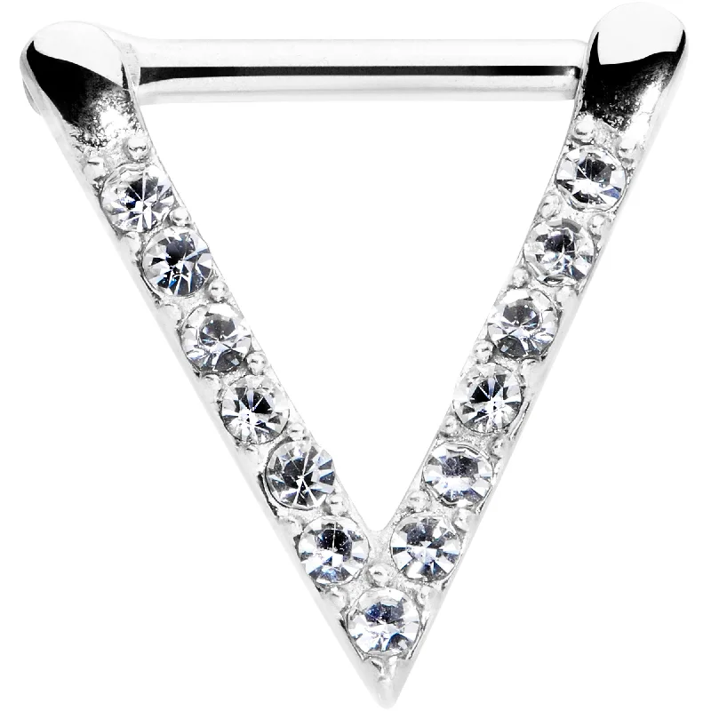 Nose Rings for Expressive Style -16 Gauge 5/16 Clear CZ Gem Sleek Triangle Septum Clicker Nose Rings for Expressive Style -16 Gauge 5/16 Clear CZ Gem Sleek Triangle Septum Clicker