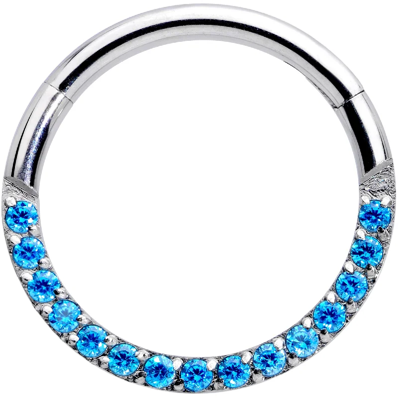 Nose Rings with Red Stones -16 Gauge 3/8 Aqua Gem Paved Elegance Hinged Segment Ring Nose Rings with Red Stones -16 Gauge 3/8 Aqua Gem Paved Elegance Hinged Segment Ring