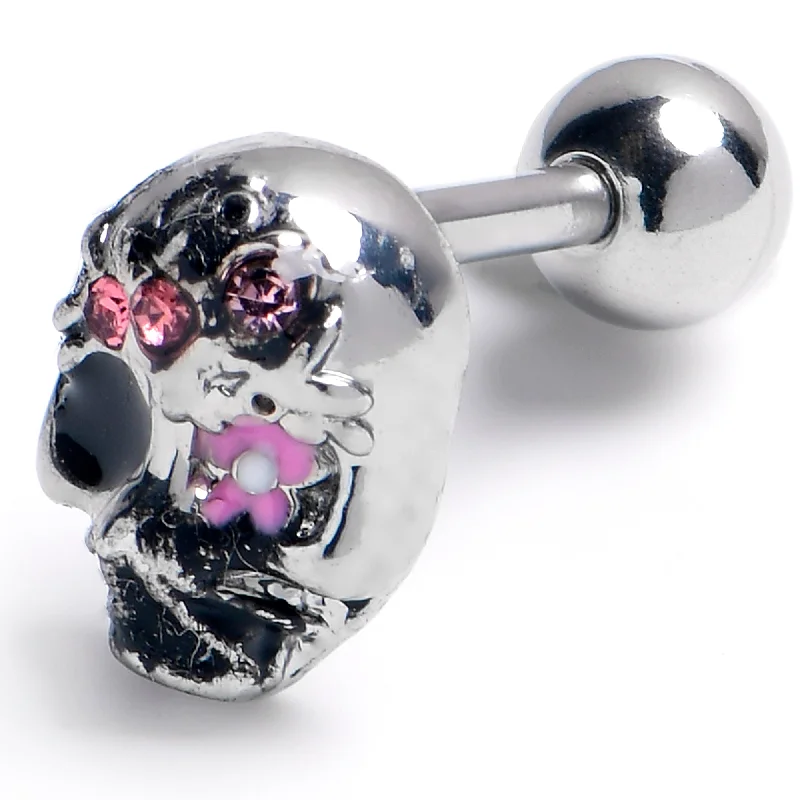 Women's Earrings – Elegant Designs for Every Personality--16 Gauge 1/4 Pink Gem Stylish Skull Cartilage Tragus Earring Women's Earrings – Elegant Designs for Every Personality--16 Gauge 1/4 Pink Gem Stylish Skull Cartilage Tragus Earring