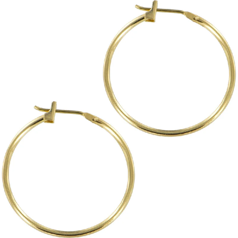 Women's Earrings – Elegant Designs for Every Personality--Solid 14KT Yellow Gold Hoop Earrings 1 Inch Diameter