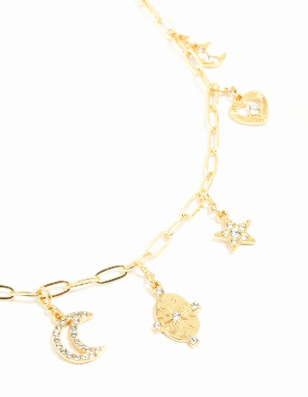 Shop Classic Women's Necklaces & Pendants with a Modern Twist-Gold Plated Celestial Charm Necklace Shop Classic Women's Necklaces & Pendants with a Modern Twist-Gold Plated Celestial Charm Necklace