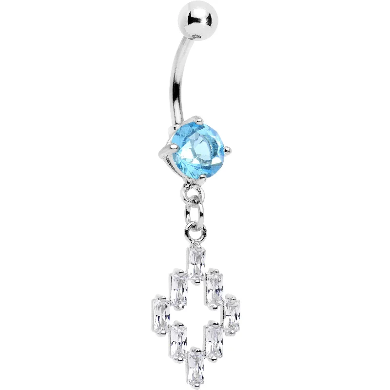 Trendy Belly Rings for Elegant Style -Aqua Clear Gem Decadent Cross Dangle Belly Ring Trendy Belly Rings for Elegant Style -Aqua Clear Gem Decadent Cross Dangle Belly Ring