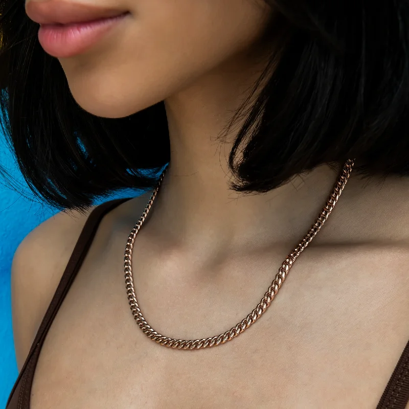 Shop Classic Women's  Necklaces & Pendants with a Modern Twist-Cuban Link Necklace in Rose Gold- 5mm
