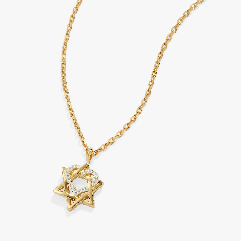 Shop Classic Women's Necklaces & Pendants with a Modern Twist-Star of David Heart Necklace, 14kt Gold Plated Shop Classic Women's Necklaces & Pendants with a Modern Twist-Star of David Heart Necklace, 14kt Gold Plated