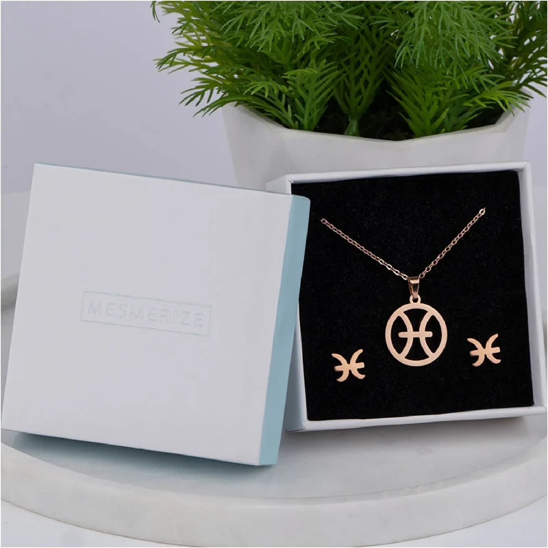 Chic Women's Rings for Fashion-Forward Looks-Pisces Necklace Earring Set (20 Feb - 20 Mar)