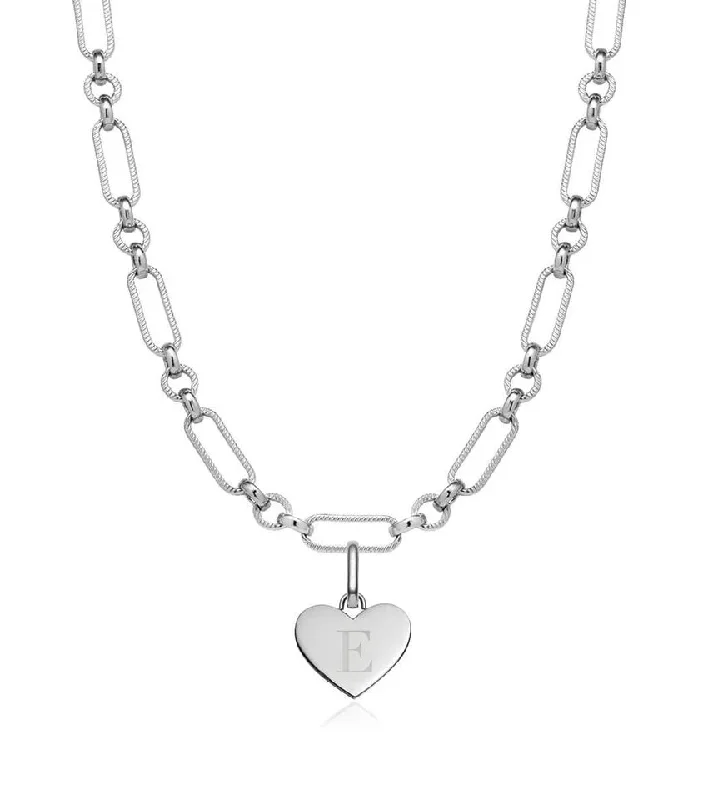 Shop Classic Women's Necklaces & Pendants with a Modern Twist-Heart Figaro Chain Necklace (Silver) Shop Classic Women's Necklaces & Pendants with a Modern Twist-Heart Figaro Chain Necklace (Silver)