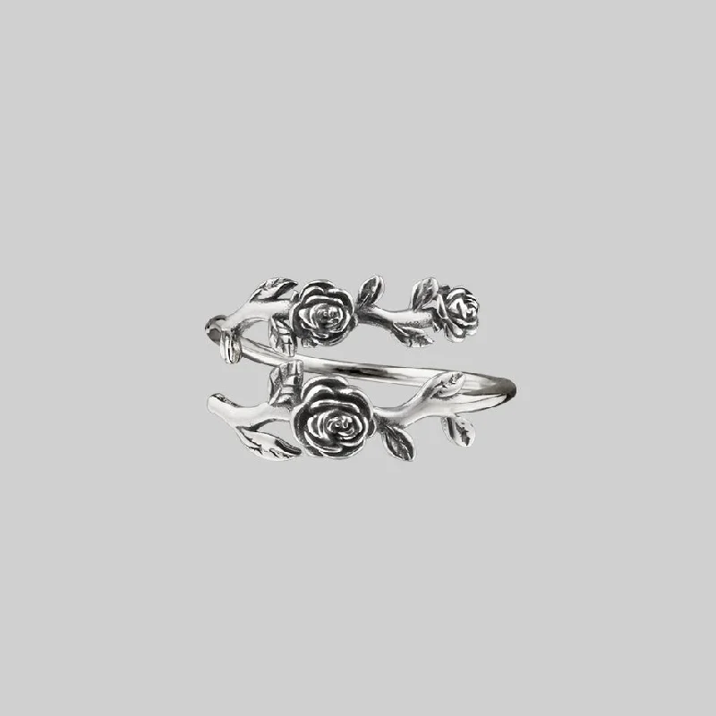 Chic Women's Rings for Fashion-Forward Looks-DAMASK. Rose Foliage Wrap Ring - Silver Chic Women's Rings for Fashion-Forward Looks-DAMASK. Rose Foliage Wrap Ring - Silver