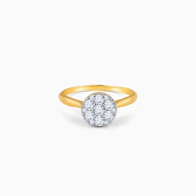 Chic Women's Rings for Fashion-Forward Looks-Gold Dew Drop Solitaire Diamond Ring