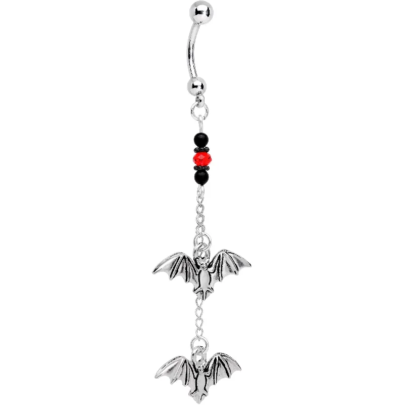 Trendy Belly Rings for Bold Fashion Statements -Handcrafted Bats Dangle Belly Ring Created with Crystals Trendy Belly Rings for Bold Fashion Statements -Handcrafted Bats Dangle Belly Ring Created with Crystals