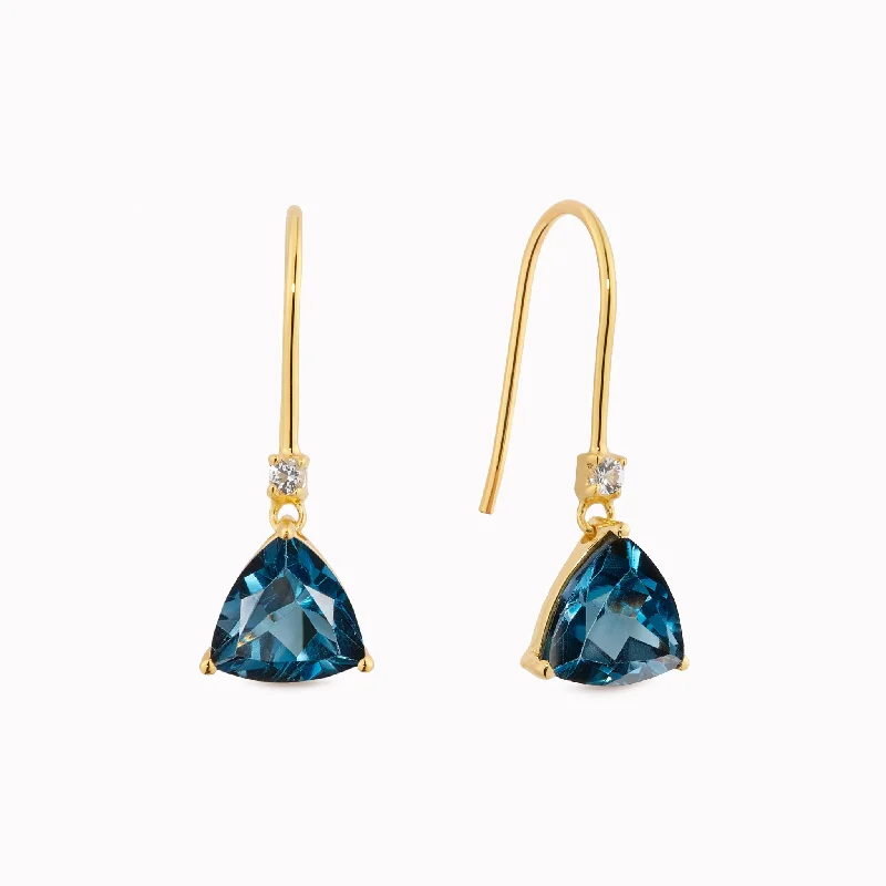 Women's Earrings – Elegant Designs for Every Personality--Trillion Cut Earrings London Blue Topaz - Tuva Women's Earrings – Elegant Designs for Every Personality--Trillion Cut Earrings London Blue Topaz - Tuva