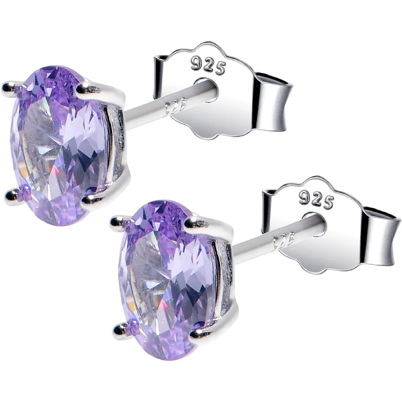 Women's Earrings – Elegant Designs for Every Personality--4mm CZ Oval 925 Sterling Silver June Birthstone Stud Earrings