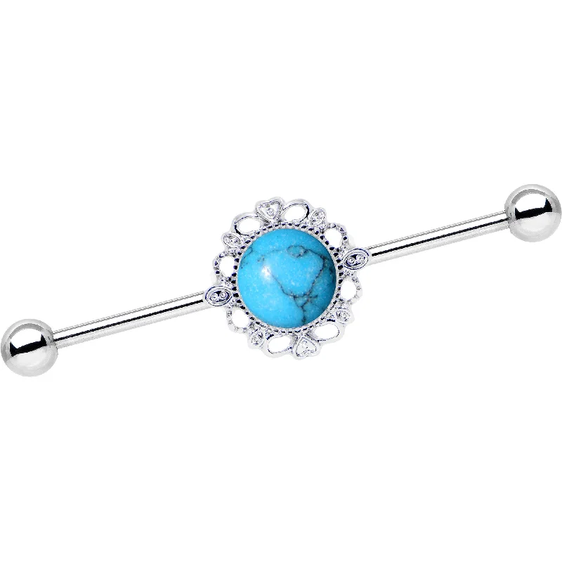 Women's Earrings – Elegant Designs for Every Personality--Blue Faux Turquoise Southwest Spirit Flower Industrial Barbell 38mm Women's Earrings – Elegant Designs for Every Personality--Blue Faux Turquoise Southwest Spirit Flower Industrial Barbell 38mm