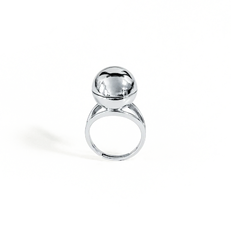 Chic Women's Rings for Fashion-Forward Looks-Sphere Secret Ring - Silver