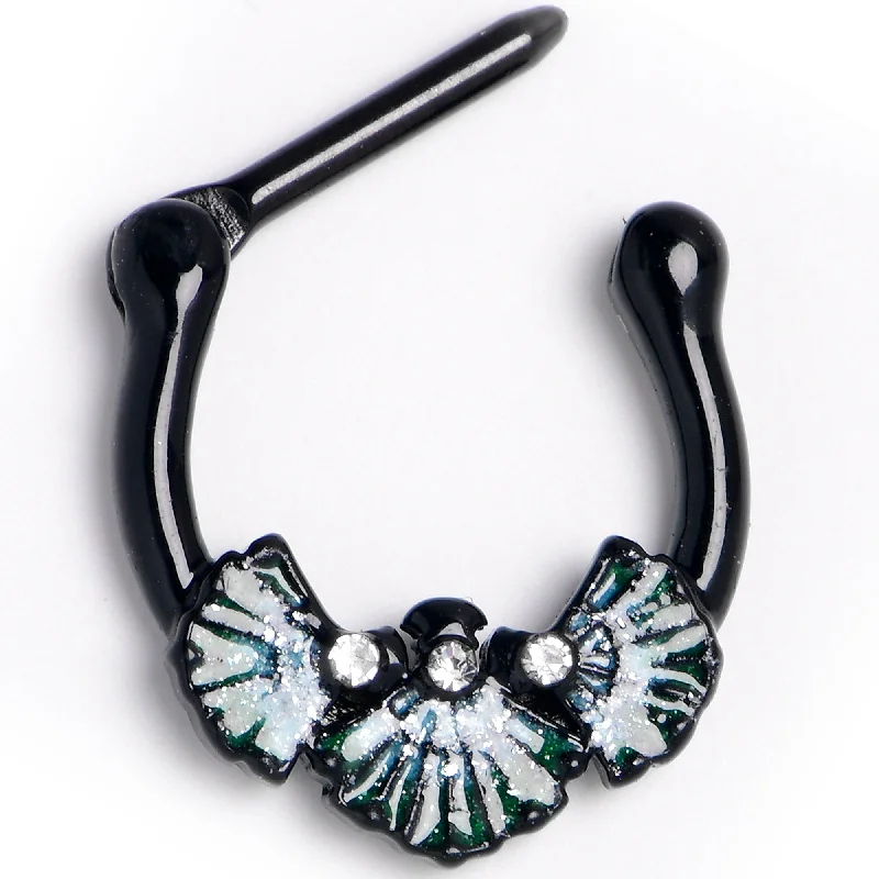 Nose Rings for Concert Look -16 Gauge 5/6 Black PVD S White Ocean Magic Sea Shells Septum Clicker Nose Rings for Concert Look -16 Gauge 5/6 Black PVD S White Ocean Magic Sea Shells Septum Clicker