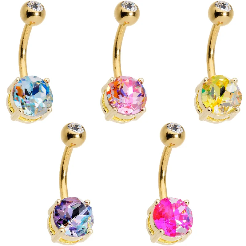 Custom Belly Rings with Personalized Features -Blue Purple Pink Yellow Gem Gold Plated Belly Ring Set of 5 Custom Belly Rings with Personalized Features -Blue Purple Pink Yellow Gem Gold Plated Belly Ring Set of 5