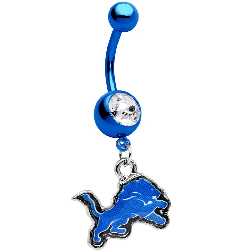 Trendy Belly Rings for Fashion Enthusiasts -Officially Licensed NFL Detroit Lions Dangle Belly Ring Trendy Belly Rings for Fashion Enthusiasts -Officially Licensed NFL Detroit Lions Dangle Belly Ring