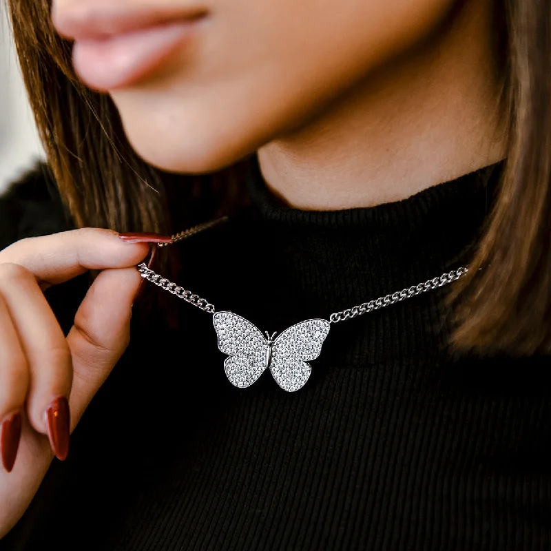 Shop Classic Women's Necklaces & Pendants with a Modern Twist-Butterfly Necklace in White Gold Shop Classic Women's Necklaces & Pendants with a Modern Twist-Butterfly Necklace in White Gold